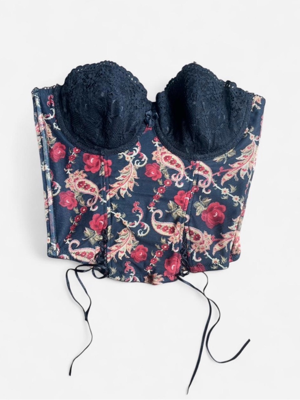 O’Lingerie Black Gothic Romance Floral Bustier Corset Top 32B Cup